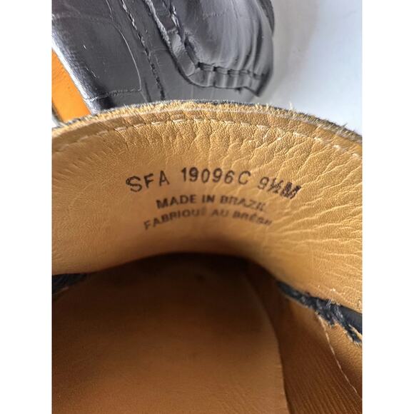 Saks Fifth Avenue Mens Black Croc Embossed Leather Horsebit Loafers Mocs Sz 9.5 - Picture 5 of 16